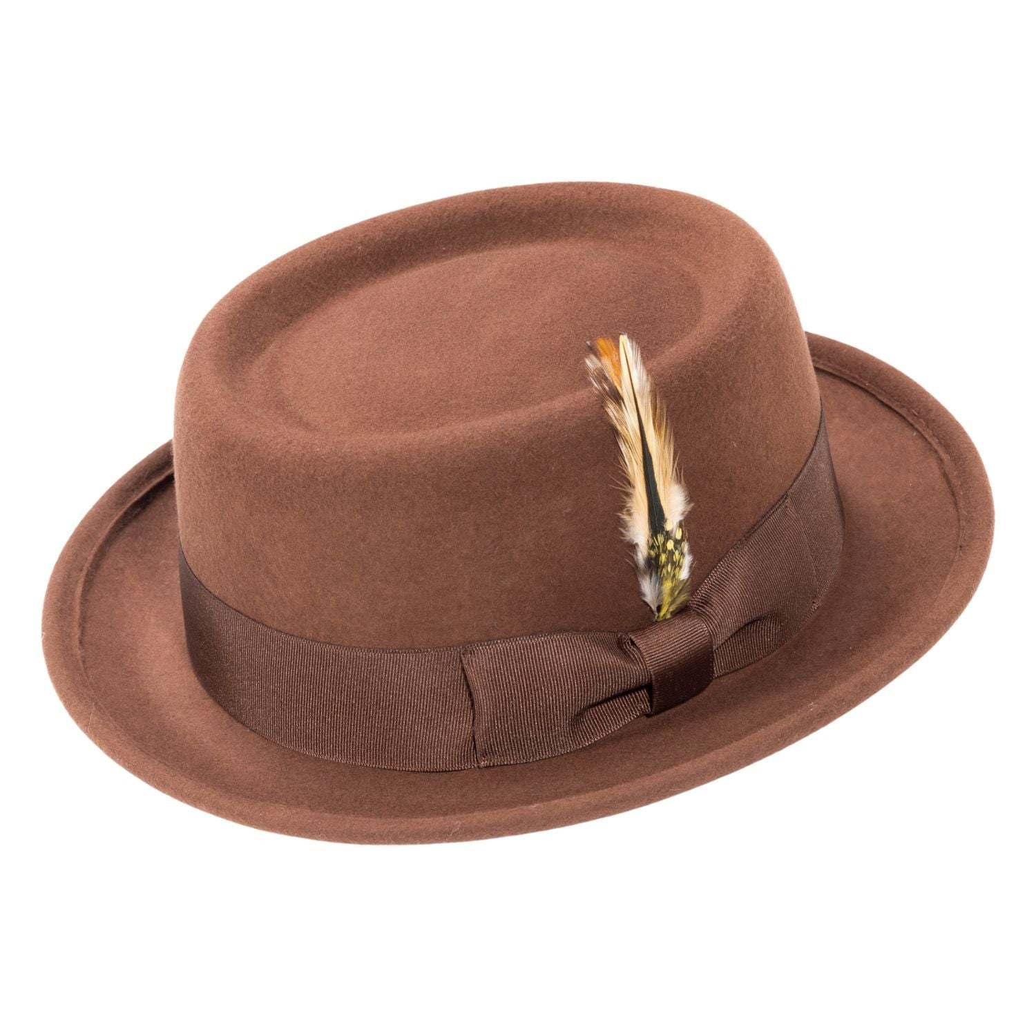MONTIQUE BROWN  PORK PIE HAT.  SZ MED - 7-7 1/8                       H88