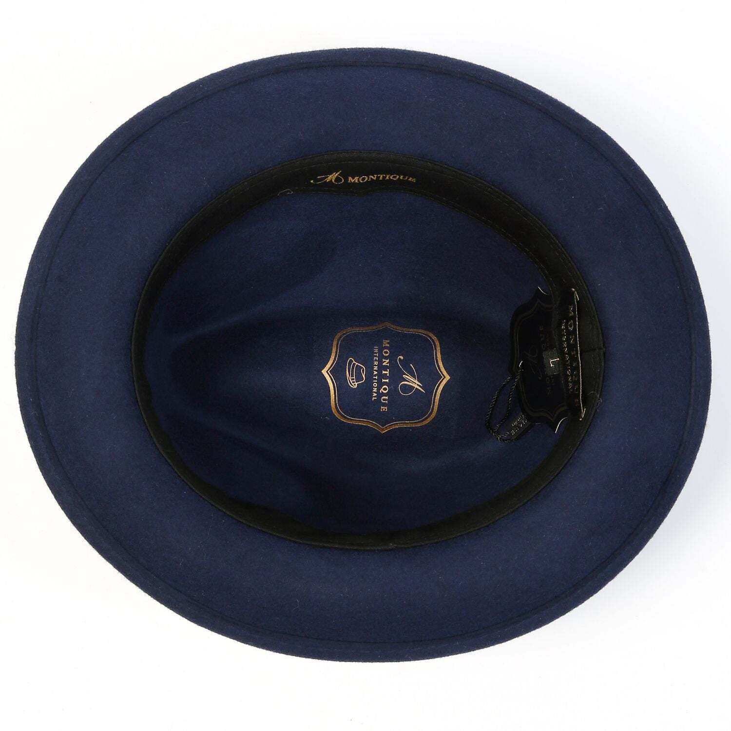 Montique NAVY Lightfelt 2 ½ Inch Wide Brim Wool Felt Hat MED 7-7 1/8 H-60