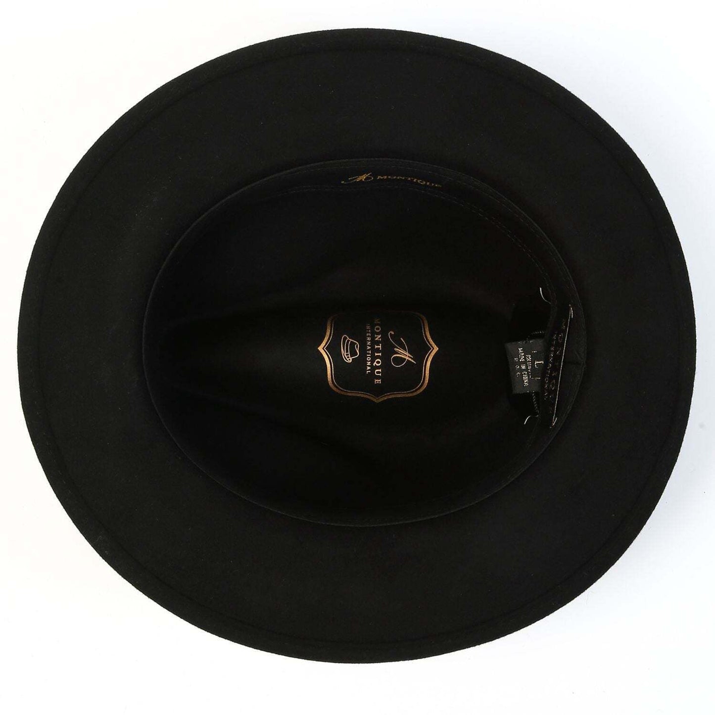 Montique BLACK  2" Snap Brim Crushable Felt Wool Fedora Hat  SZ XL - H-10