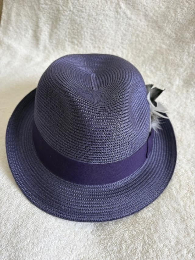 STACY ADAMS  PURPLE  Belmont Fedora  Poly Braid Pinch Front Hat  SZ LARGE 7 1/4