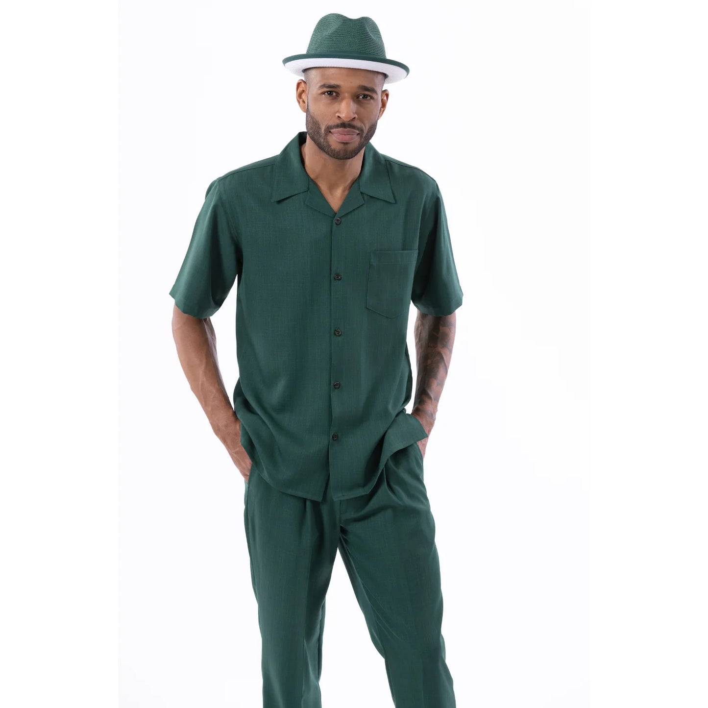 MONTIQUE ESMERALDA Traje de paseo 2 piezas liso manga corta conjunto 696
