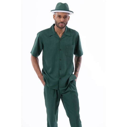MONTIQUE EMERALD Walking Suit 2 Piece Solid Color Short Sleeve Set 696