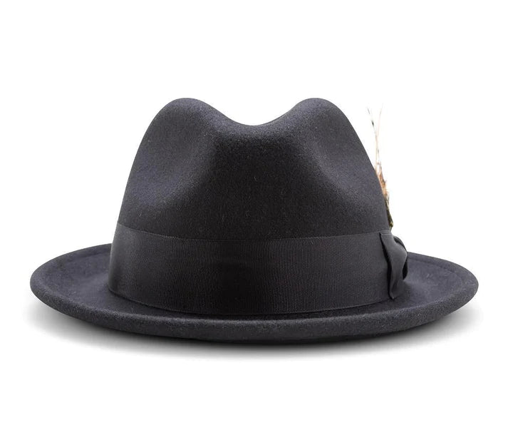 MONTIQUE Men's   BLACK  2" Snap Brim Crushable Felt Wool Fedora Hat H10