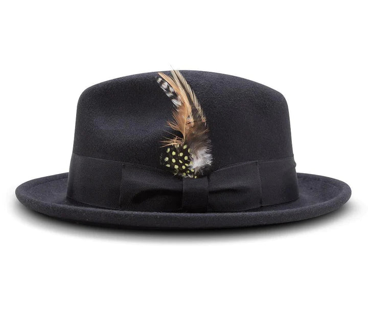 MONTIQUE Men's   BLACK  2" Snap Brim Crushable Felt Wool Fedora Hat H10