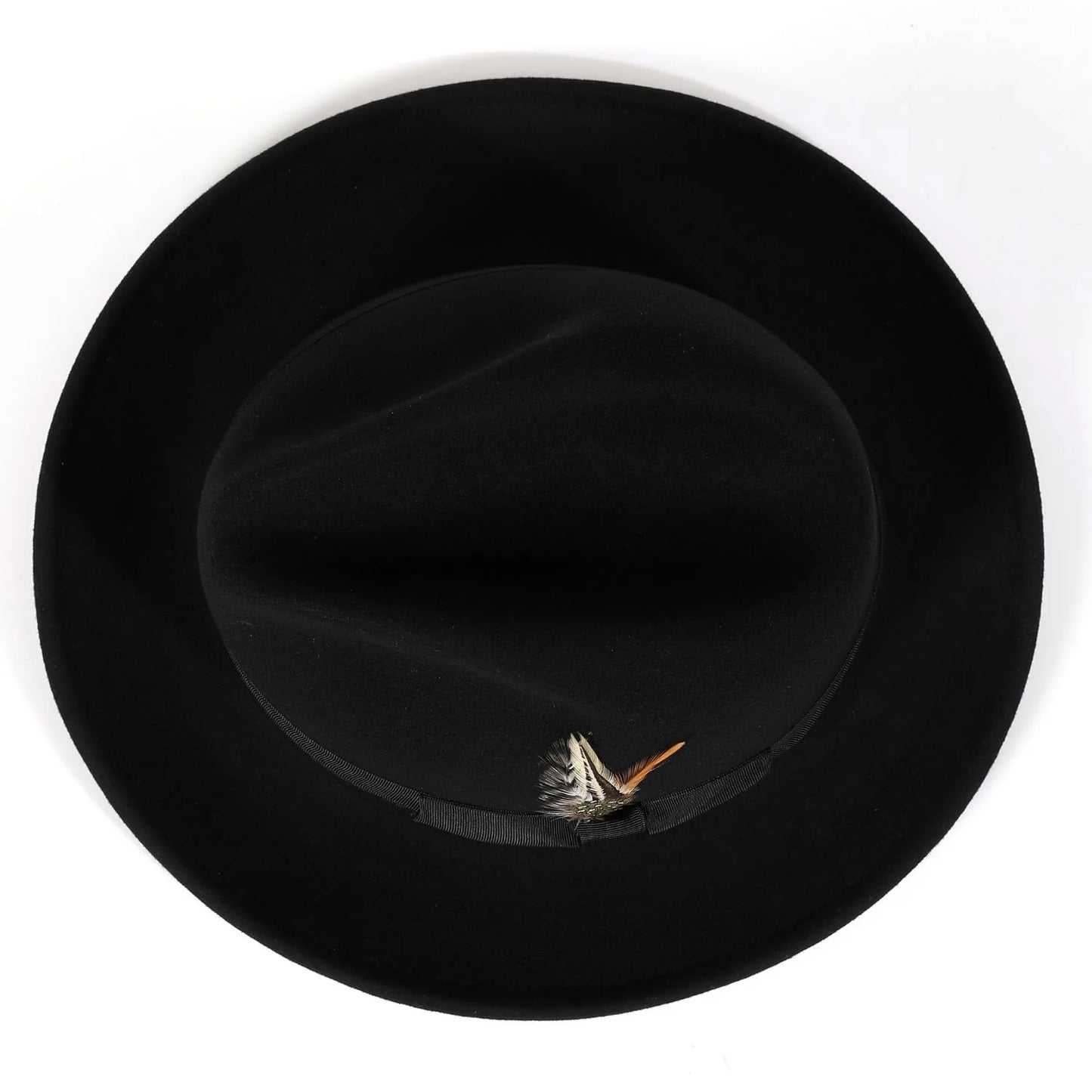Sombrero Montique NEGRO de fieltro de lana, ala ancha de 2 ½", con corona en forma de lágrima H-60