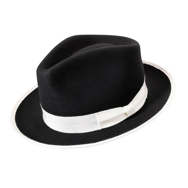 Montique BLACK 2 1/2 Inch Wide Brim Wool Felt Hat   H-83