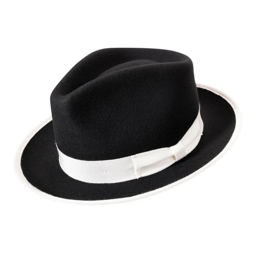 Montique BLACK 2 1/2 Inch Wide Brim Wool Felt Hat   H-83