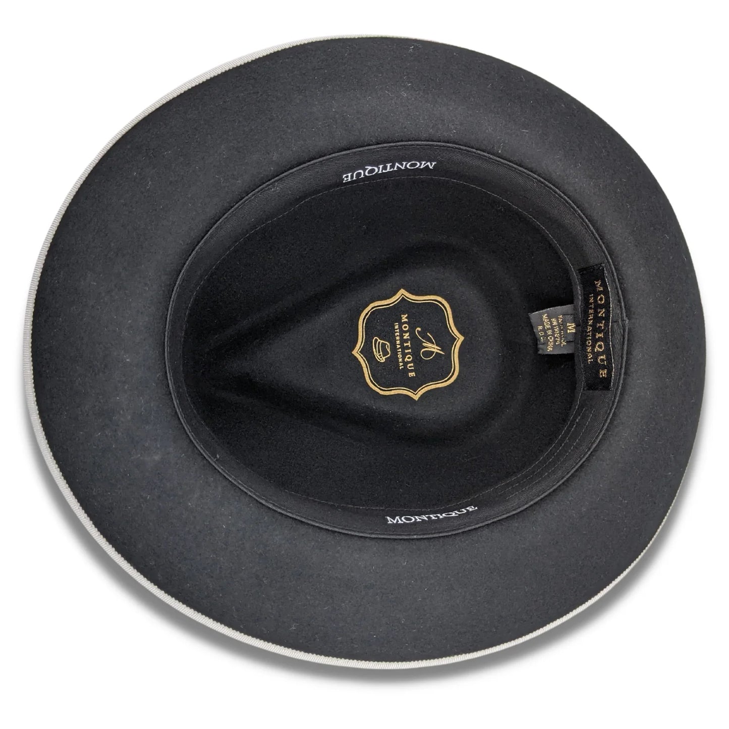 Montique BLACK 2 1/2 Inch Wide Brim Wool Felt Hat   H-83