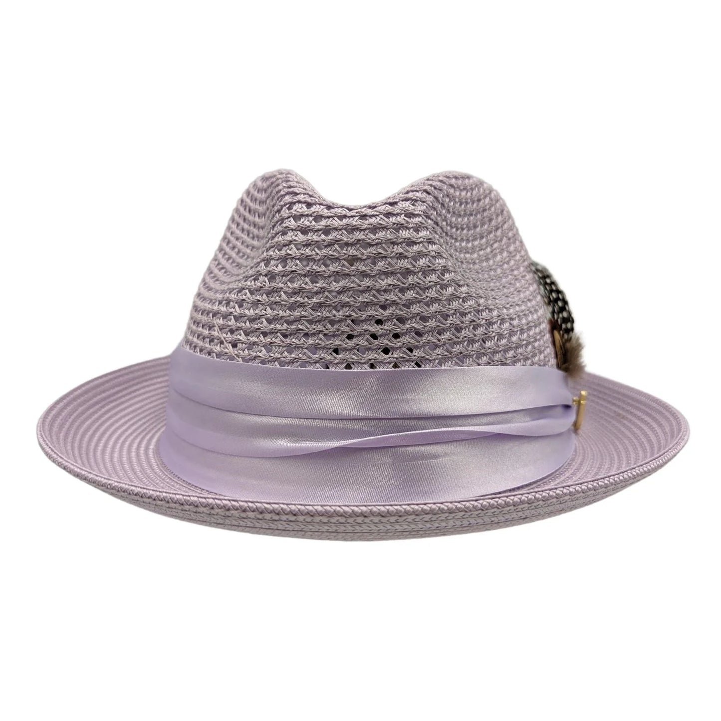 MONTIQUE GREY Solid Color Pinch Braided Fedora With Matching Satin Ribbon .  H-34
