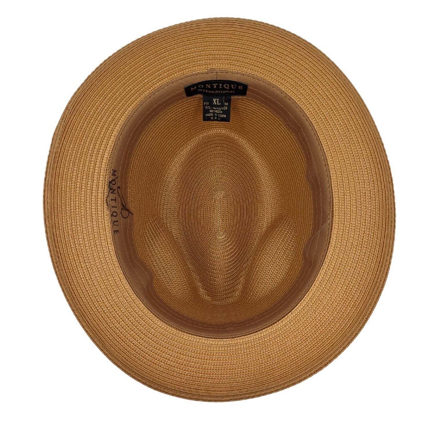 MONTIQUE COGNAC Fedora de fieltro de ala ancha trenzada con cinta de grosgrain a juego H-42