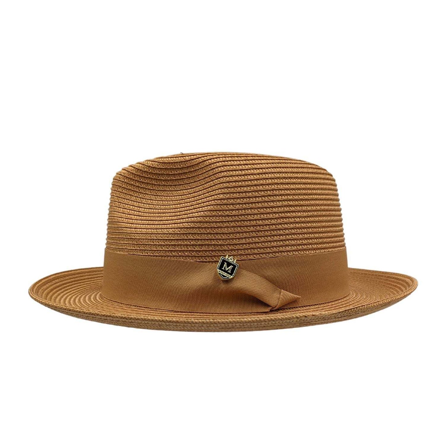 MONTIQUE COGNAC Fedora de fieltro de ala ancha trenzada con cinta de grosgrain a juego H-42