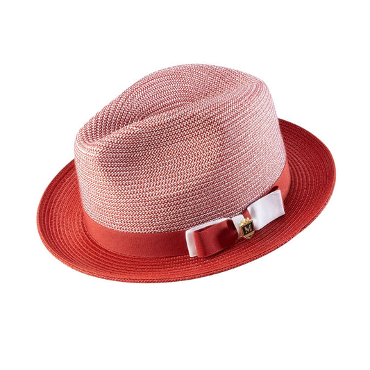 Men's Braided Two Tone Stingy Brim Pinch Fedora CRIMSON --h 68