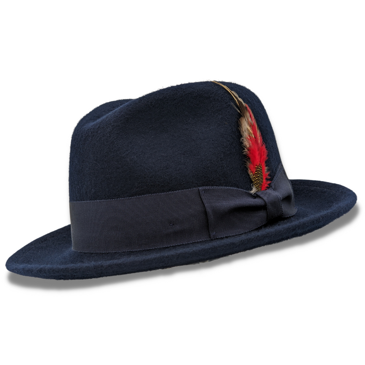 MONTIQUE   NAVY  2 1/4 BRIM BEAVER LOOK FELT HAT H-81