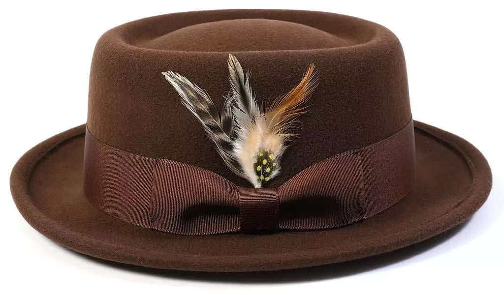 MONTIQUE BROWN PORK PIE HAT    H-88