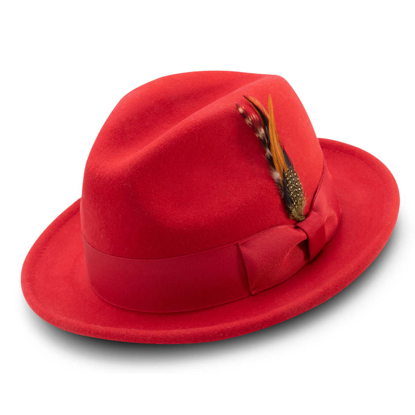 Montique Men's RED 2" Snap Brim Crushable Felt Wool Fedora Hat  H10