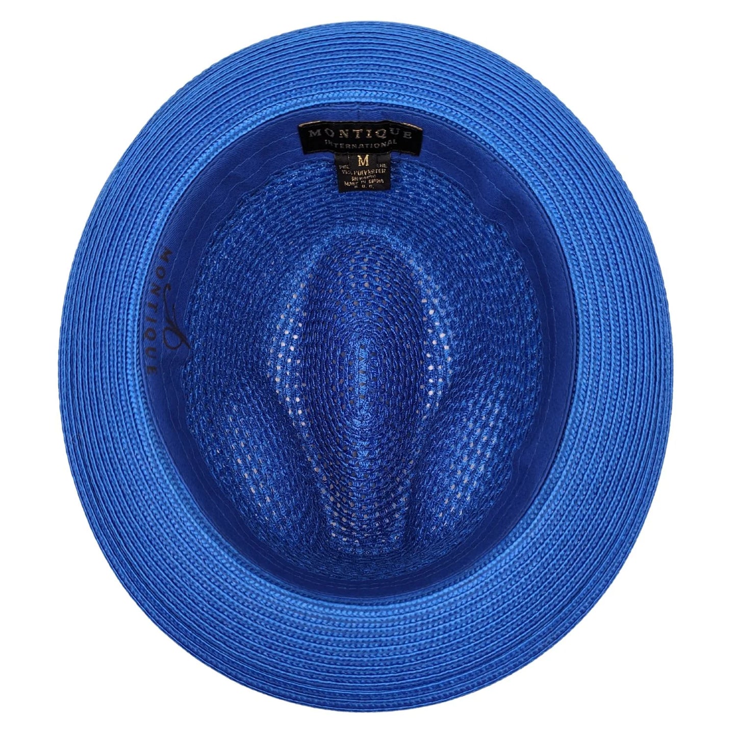 MONTIQUE COBALT Solid Color Pinch Braided Fedora With Matching Satin Ribbon .  H-34