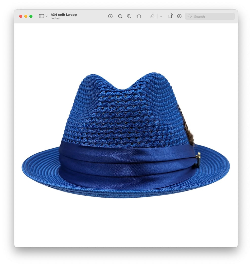 MONTIQUE COBALT Solid Color Pinch Braided Fedora With Matching Satin Ribbon .  H-34