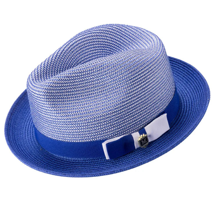 Montique Men's ROYAL Braided Two Tone Stingy Brim Pinch Fedora Hat H68